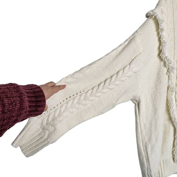 Lane Bryant Fringe Cable Knit Sweater Ivory Cream Plus Size 26/28 - Picture 5 of 10